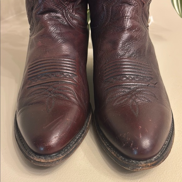 Dan Post Red Brown Leather Cowboy Boots - Picture 2 of 8